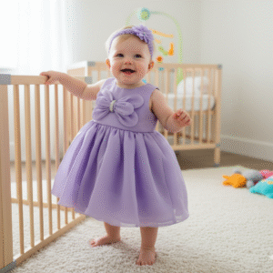 Lavender Frock with booties and headband