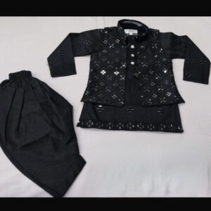 Boys Black Designer Kurta Pajama