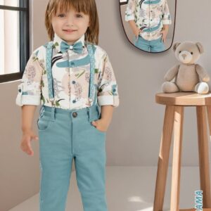 Shirt and Pants Set with Suspenders for Boys