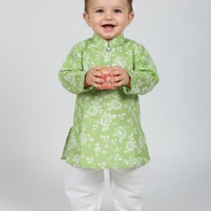 Kurta Pajama with Dhoti- Green