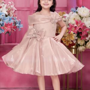 Party Wear Frock For Girls- Light Pink