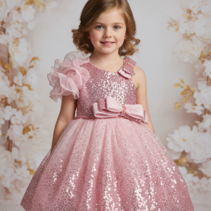 Sequin Work Party Wear Frock -Pink