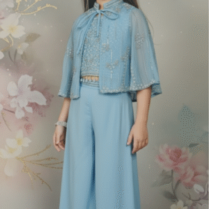 Three piece Plazo Suit - Light Sky Blue