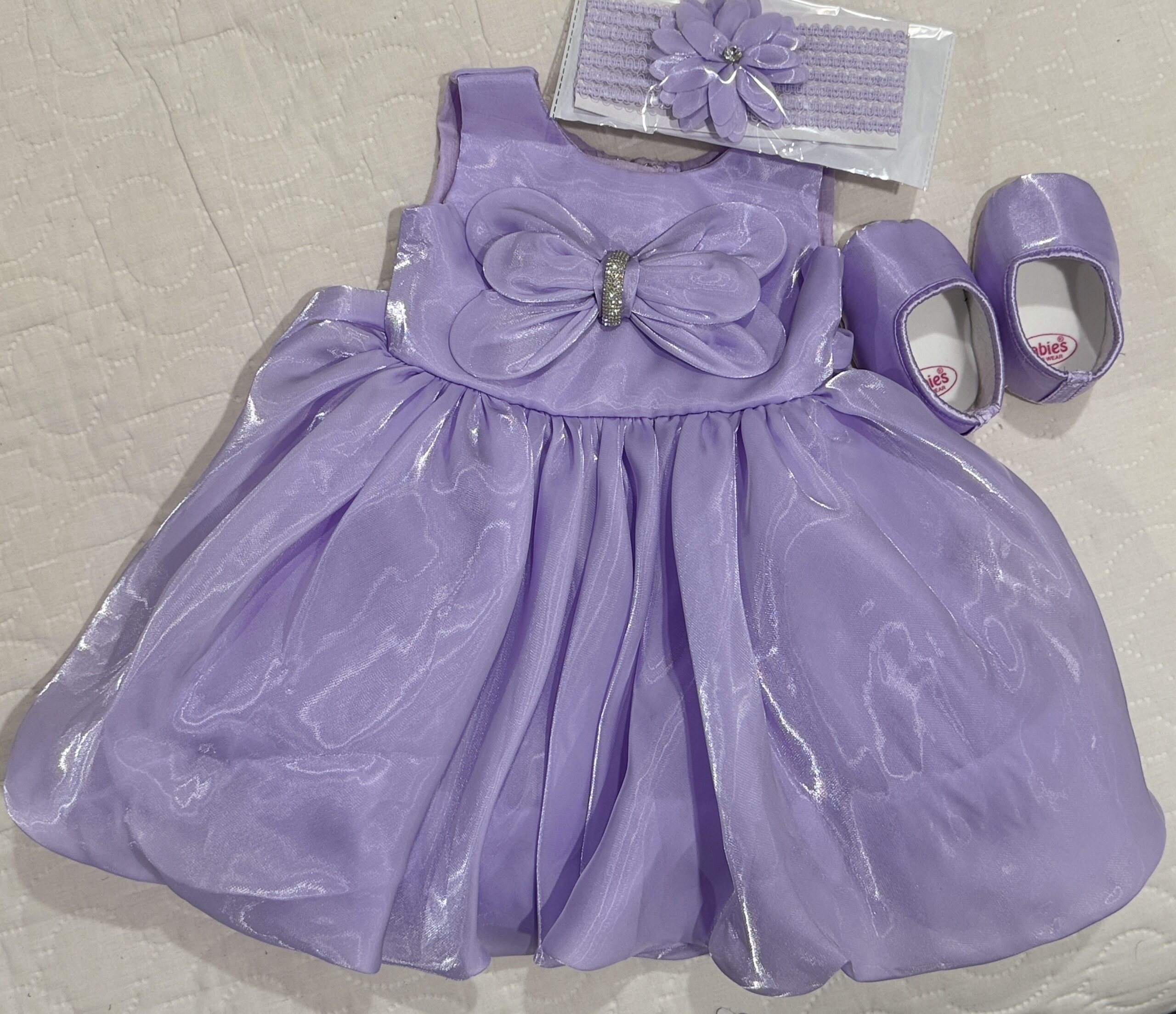 Lavender Frock with booties and headband - Image 2