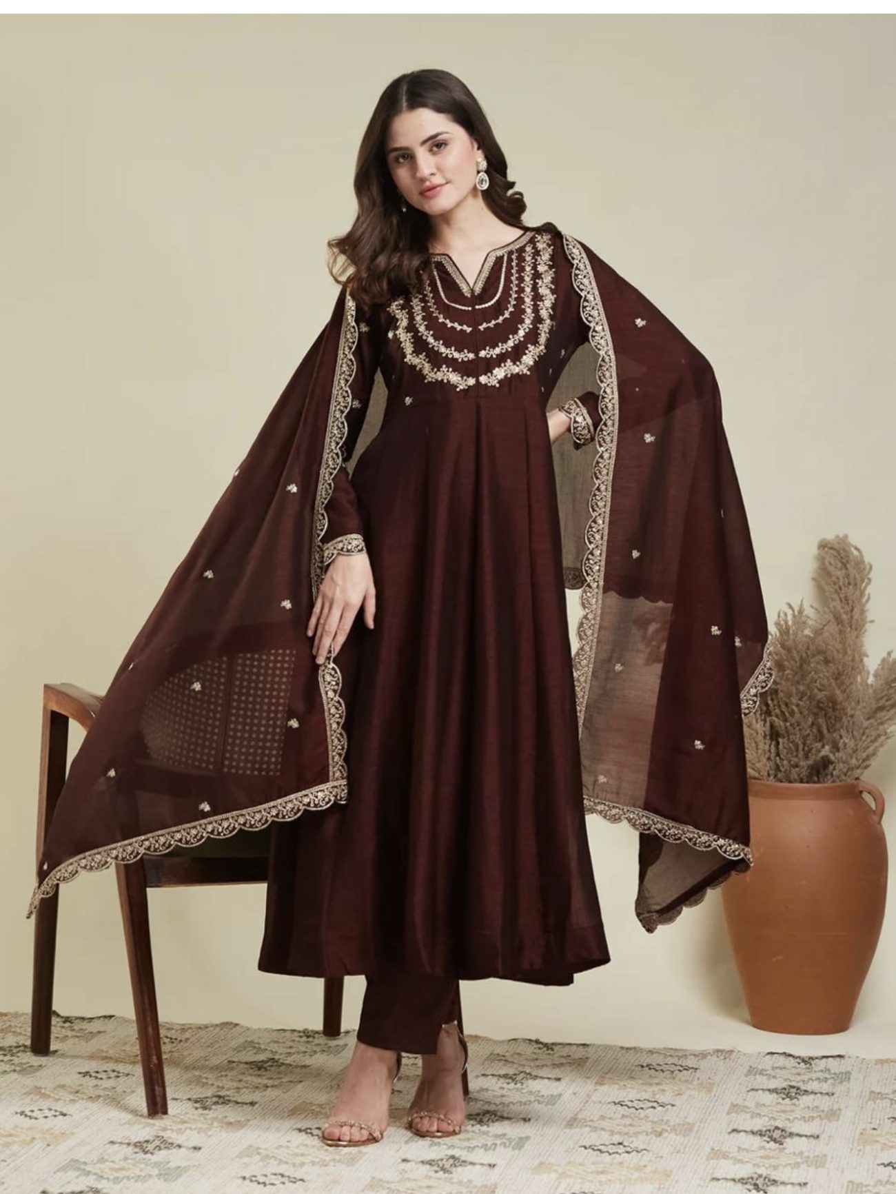 Anarkali suit - Brown