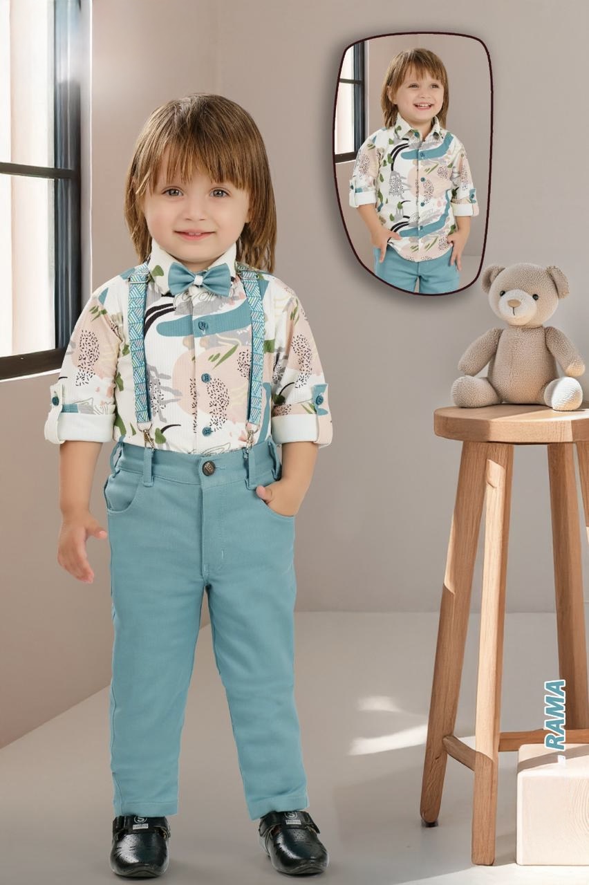 Shirt and Pants Set with Suspenders for Boys