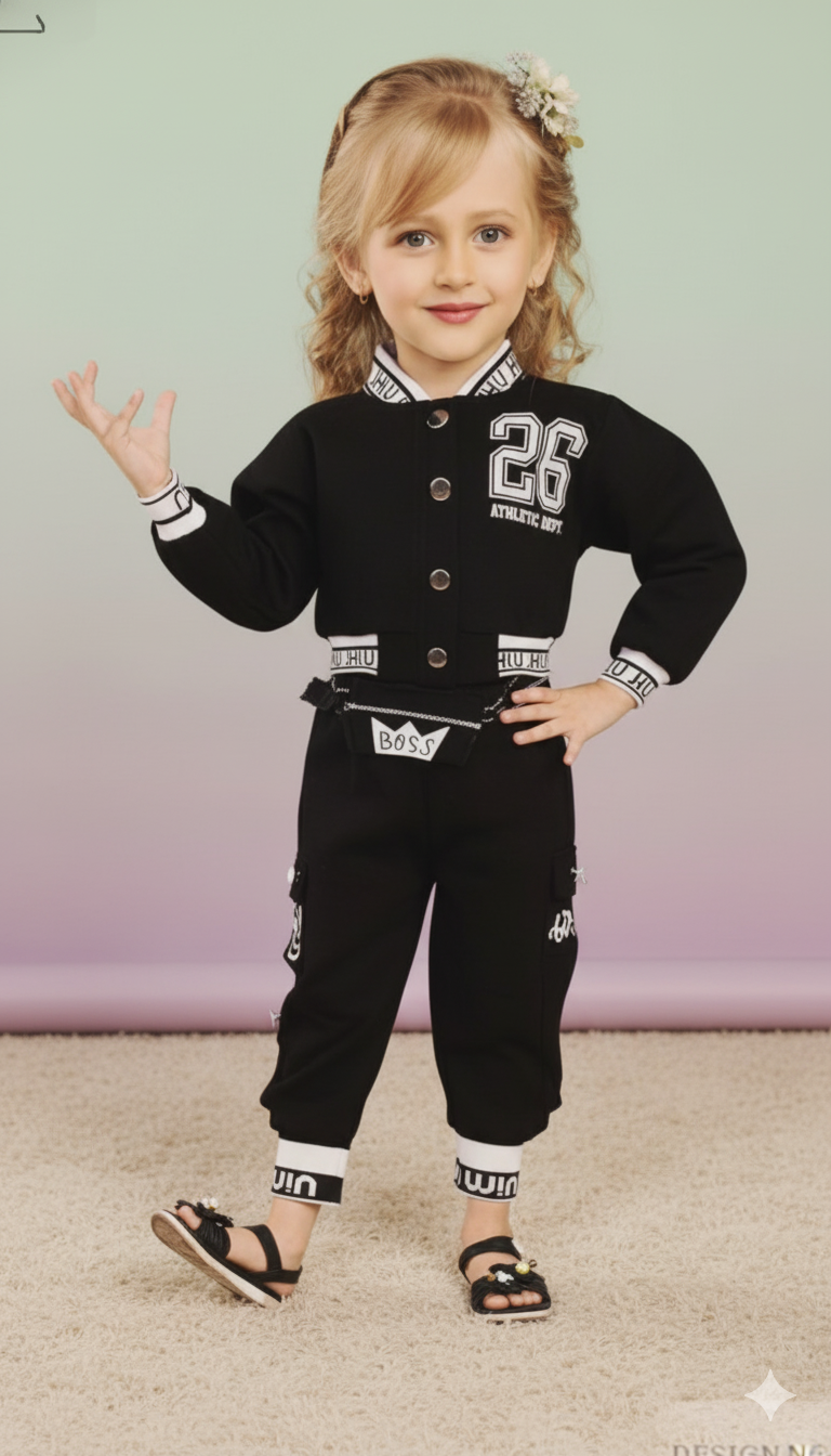 Black cord set with Quilted Jacket