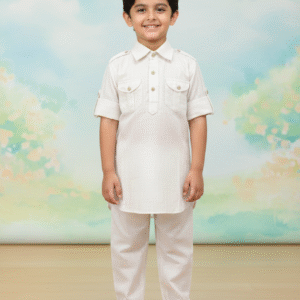 Contemporary Ivory Pathani Kurta Set