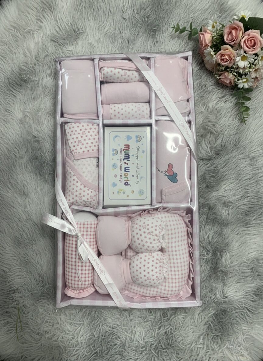 New born gift set for girls -11 pieces Pink