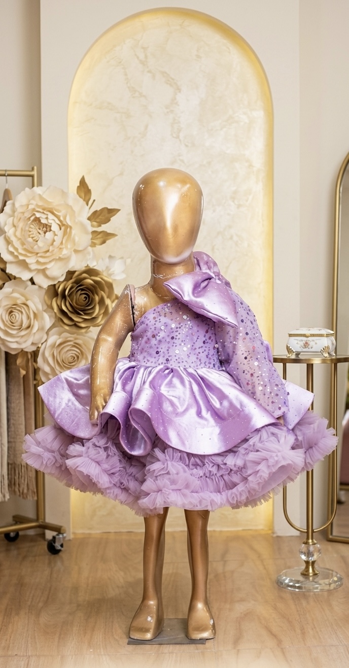 Lilac Sparkle Luxe Gala Gown with Detachable Royal Trail - Image 2